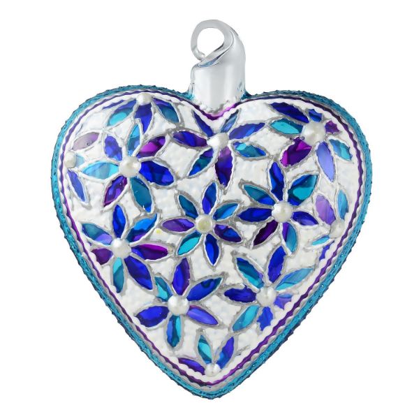 Picture of "Bouquet" Glass Heart Hand Painted Christmas Ornament. Limited edition.