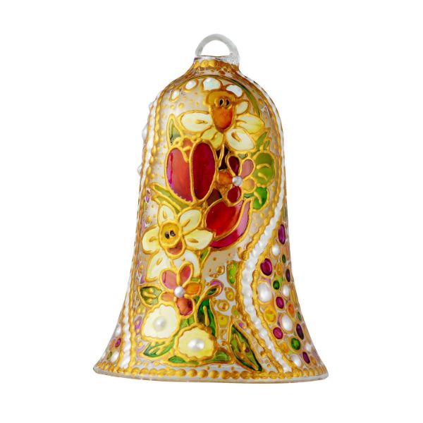 Picture of "Daffodil" Hand Painted Glass Bell Ornament.