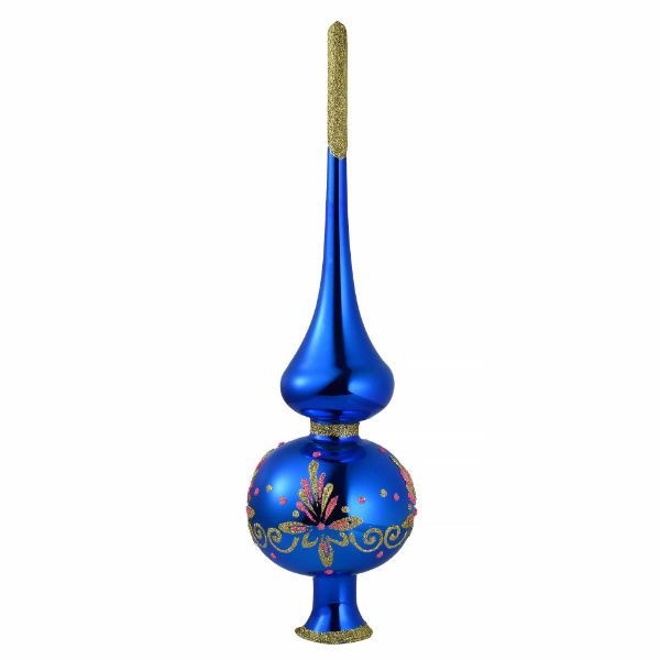 Picture of "Ariadne" Glossy Blue Glass Christmas Tree Topper.