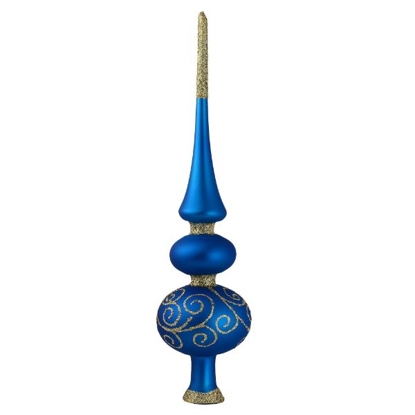 Picture of "Merry Christmas" Blue Glass Christmas Tree Topper