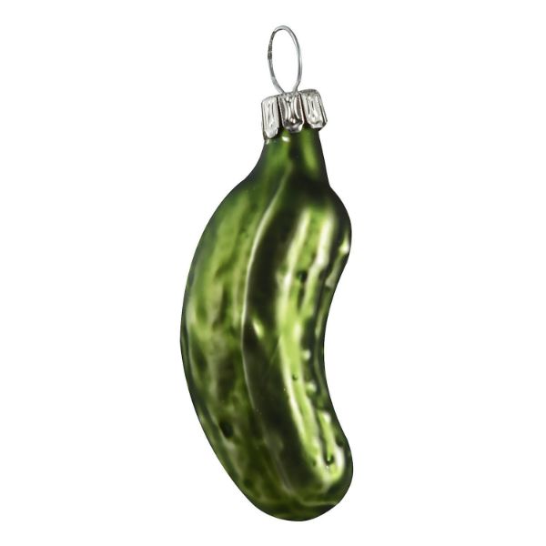 Picture of Dark Green Matte Glass Christmas Pickle Ornament (small)