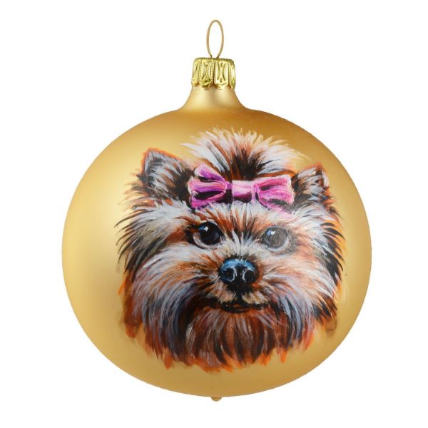 Picture of Yorkshire Terrier Glass Christmas Ball