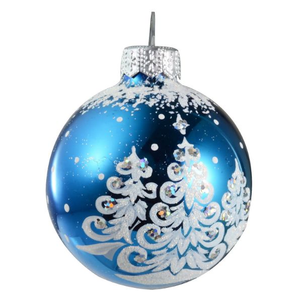 Picture of "Merry Christmas" Glass Christmas Ball Ornament (glossy blue)