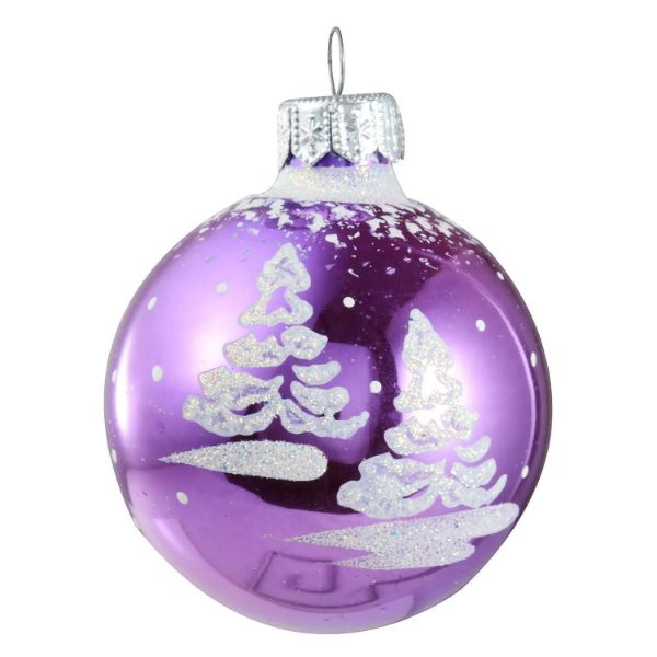 Picture of "Merry Christmas" Glass Christmas Ball Ornament (glossy violet)