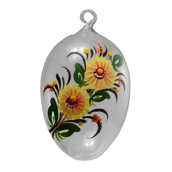 Picture of See-Through Hand Blown Glass Easter Egg Ornament. Made in Czech Republic.