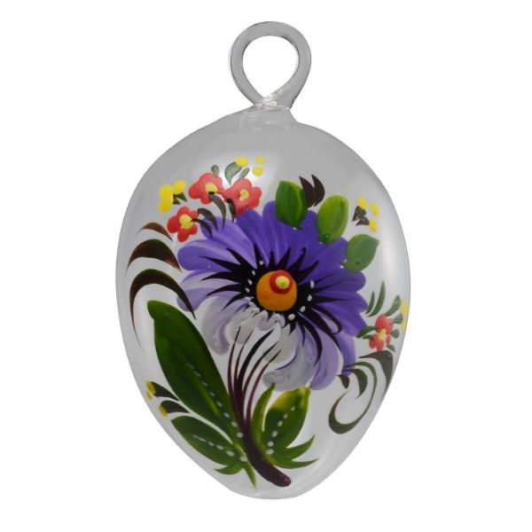 Picture of "Bouquet" Czech Hand Blown Glass Easter Egg Ornament.