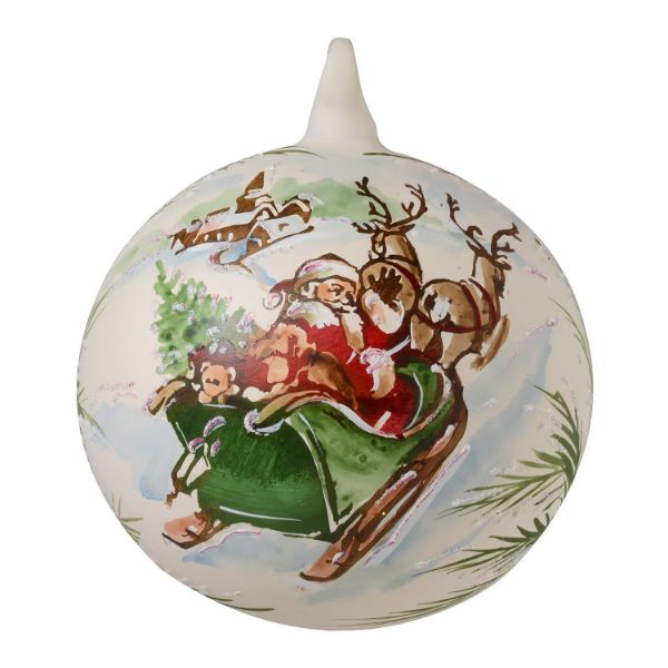 Picture of "Santa With Gifts" Collection Hand Painted Christmas Ball. Made in Austria.