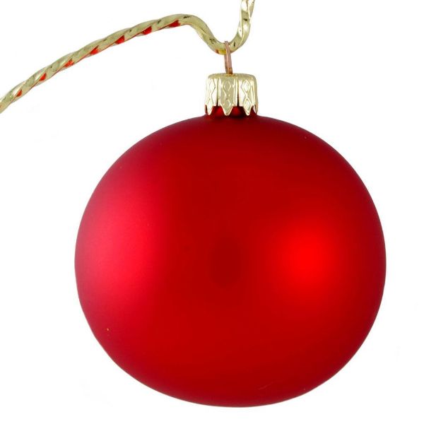 Picture of Matte Red Glass Christmas 4" Ornament  Ball