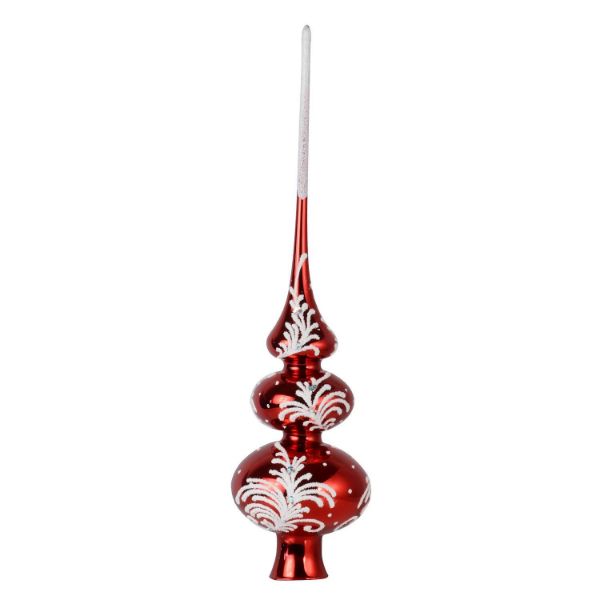 Picture of "Frosted Twig" Red Glass Christmas Tree Topper