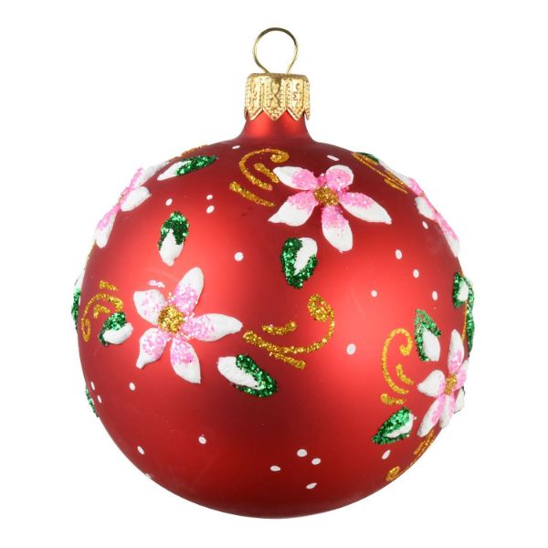 Picture of "Gloria" Red Matte Glass Christmas Ball Ornament