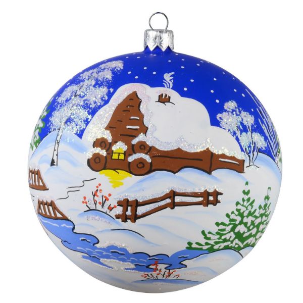 Picture of Hand Blown Glass Christmas Tree Ornament Blue Winter 