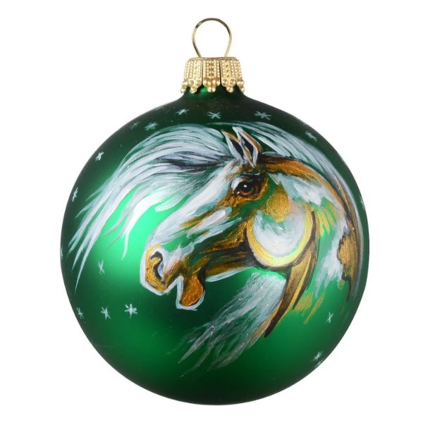 Picture of Horse Green  Glass Christmas Ball Ornament
