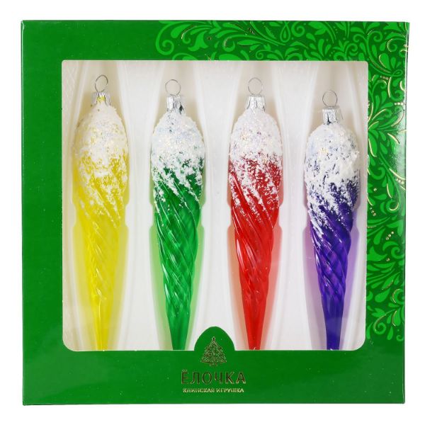 Picture of "Icicles" Glass Christmas Ornament Set