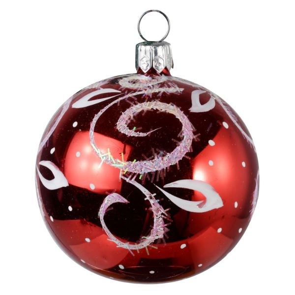 Picture of "Intrigue" Glass Christmas Ball Ornament (red, glossy)