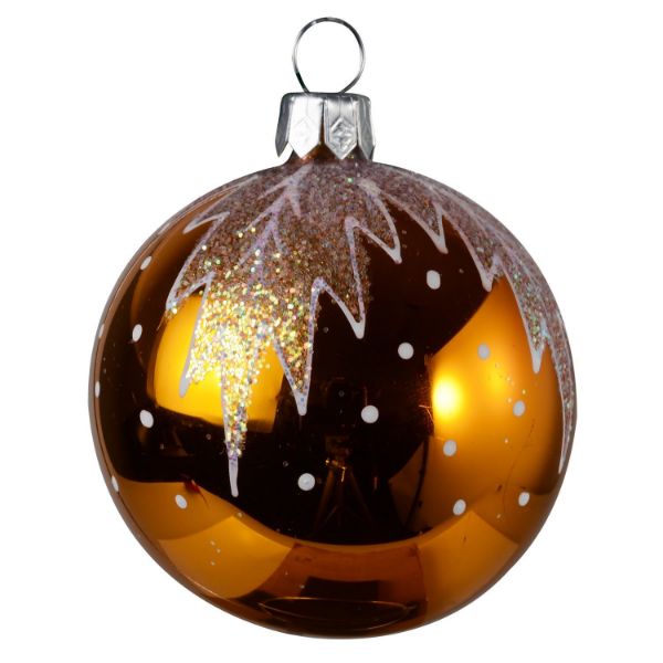 Picture of "Snowy" Glass Christmas Ball Ornament (gold, glossy)