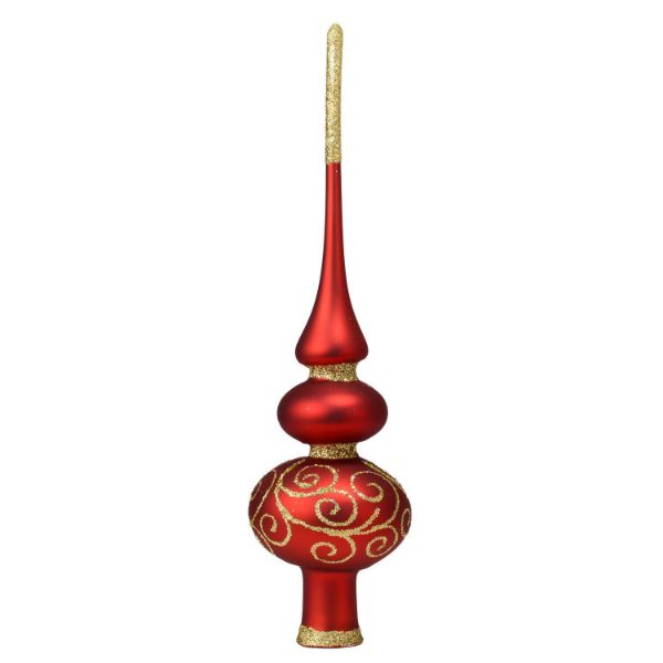 Picture of "Merry Christmas" Red Glass Christmas Tree Topper (red matte)