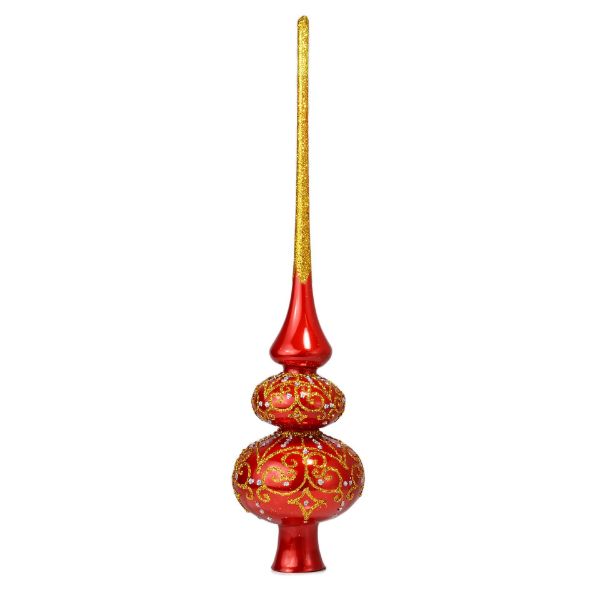 Picture of "Exclusive" Red Glass Christmas Tree Topper