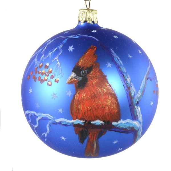 Picture of "Cardinal" Hand Painted Glass Christmas Ball