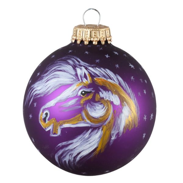 Picture of "Horse" Purple  Glass Christmas Ball Ornament