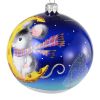 Picture of "Mouse On a Crescent Cheese Moon" Hand-Painted Glass Christmas Ornament