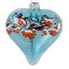 Picture of "Winter Rowan Heart " Glass Heart Hand Painted Christmas Ornament.