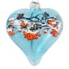 Picture of "Winter Rowan Heart " Glass Heart Hand Painted Christmas Ornament.