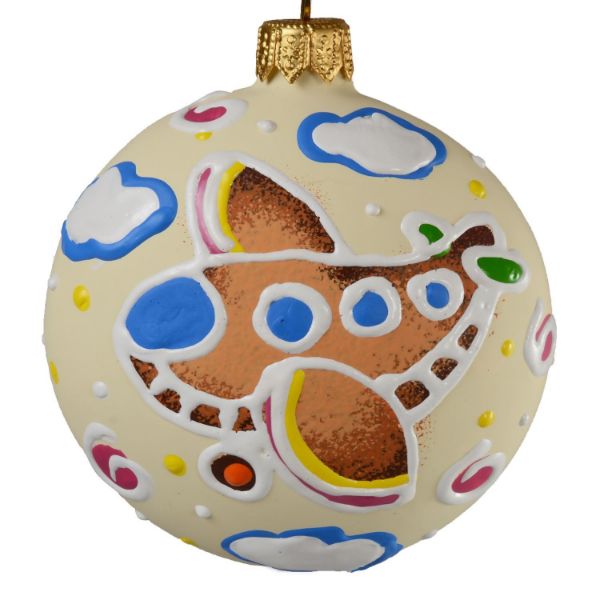 Picture of "Airplane Toy" Medallion - Hand Painted Christmas Ornament.