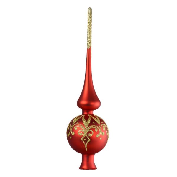 Picture of 12.4" Christmas Star Red Matte Glass Christmas Tree Topper
