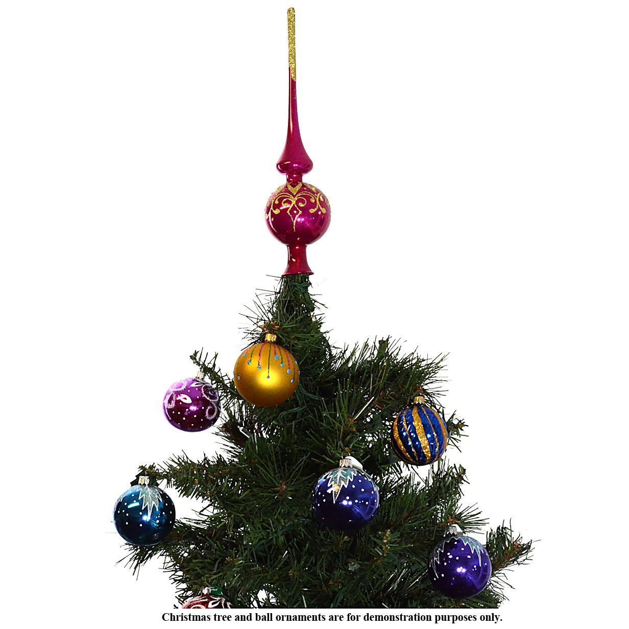Christmas Ornaments World. "Triumph" Fiery Pink Glass Christmas Tree Topper