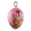 Picture of "Hen with baby chicks" Czech Hand Blown Pink Glass Easter Egg Ornament.