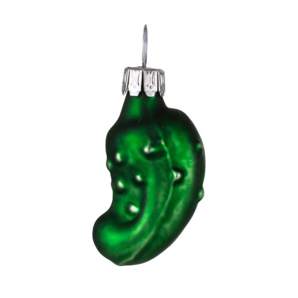 Picture of Glass Christmas Mini Pickle Ornament (dark green matte)