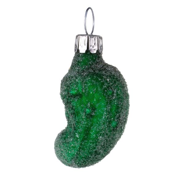 Picture of Glass Christmas Mini Dark Green Pickle With Pearls Ornament