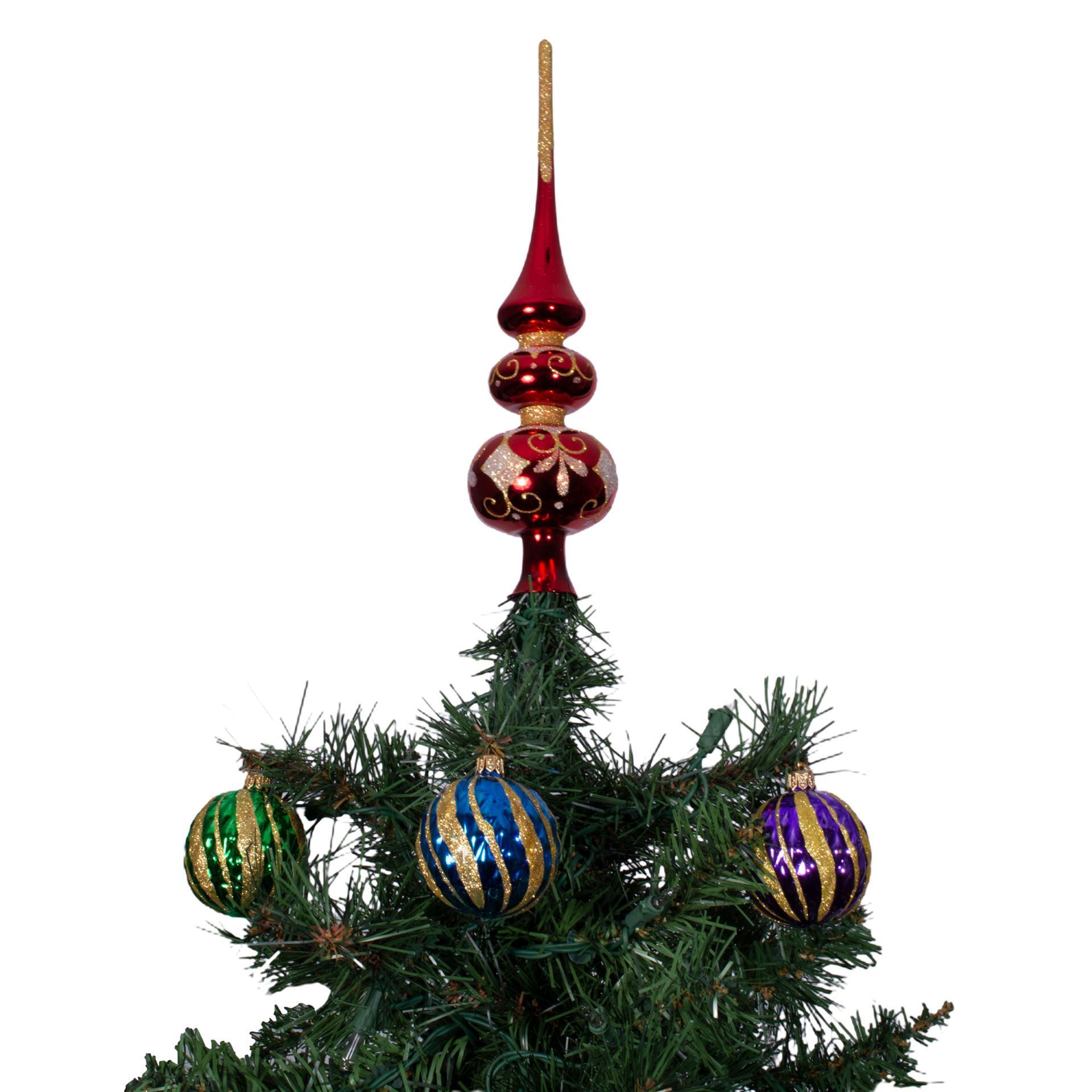 Christmas Ornaments World. "Charm" Red Glass Christmas Tree Topper