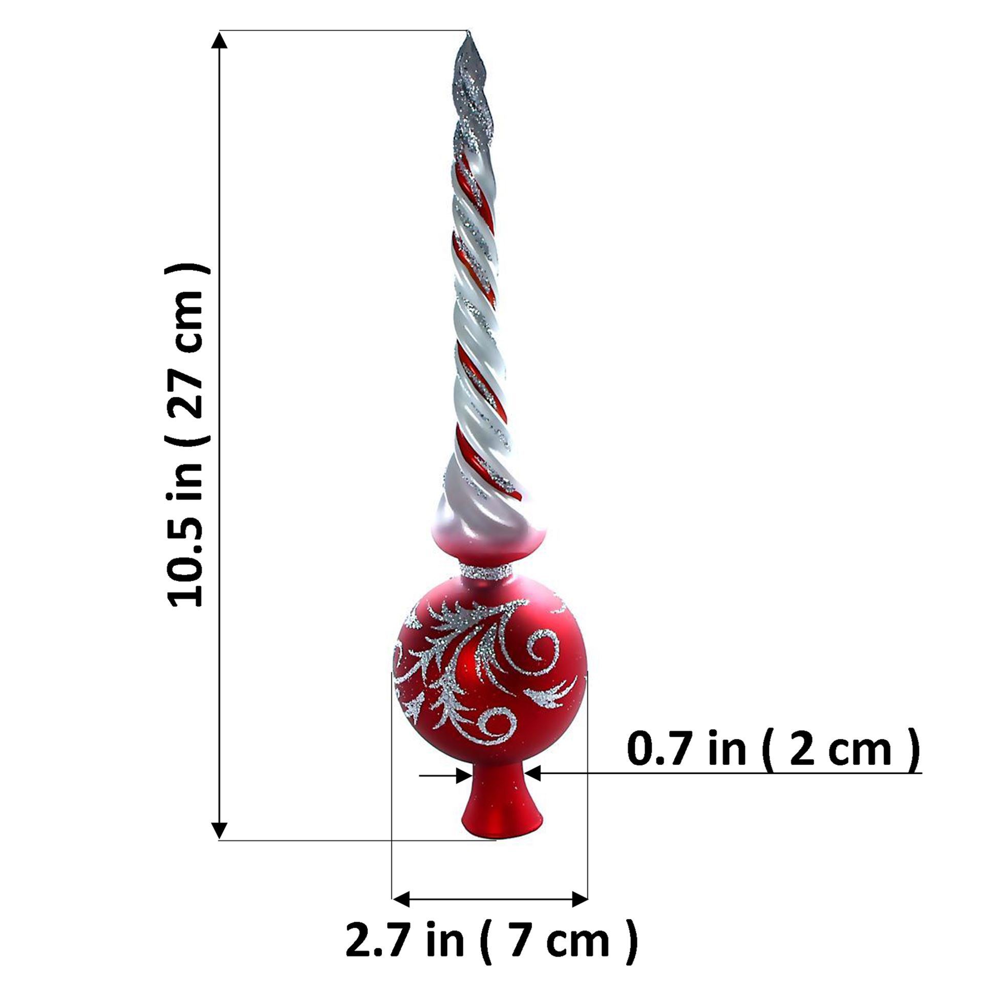 Christmas Ornaments World. Twisted Red Matte Glass Christmas Tree Topper