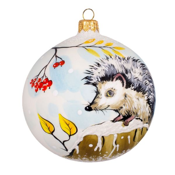 Picture of Hand Made Hand Painted Hedgehog Blown Glass Christmas Tree Ball Ornament