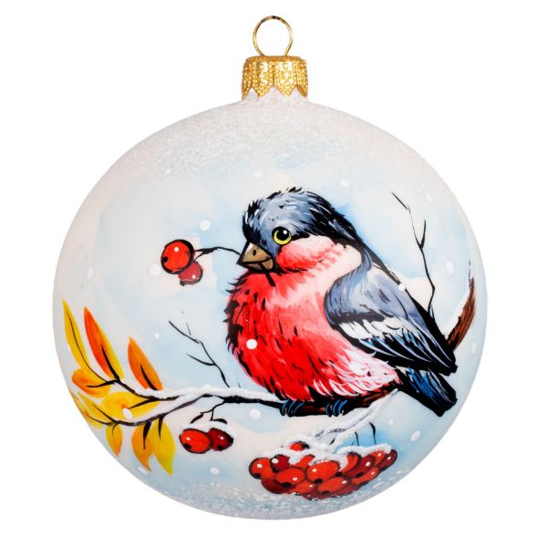 Picture of Hand Made Hand Painted Bullfinch Glass Christmas Tree Ornament