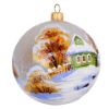 Picture of Hand Made Hand Painted Glass Christmas Ball Ornament First Snow. Bullfinches