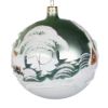 Picture of Hand Made Hand Painted Green Glass Christmas Tree Ball Ornament Czech Winter Town