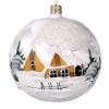 Picture of Hand Made Hand Painted White Glass Christmas Tree Ball Ornament Czech Winter Town