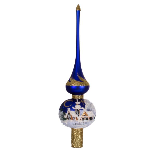 Picture of "Czech Christmas Town"  Blue Glass Christmas Tree Topper 