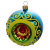 Picture of Hand Painted Indent Reflector Blown Blue Glass Christmas Ball Ornament