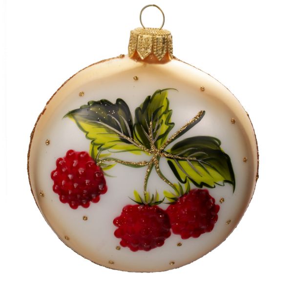 Picture of "Raspberry" Medallion - Hand Painted Hand Blown Glass Christmas Tree Ornament
