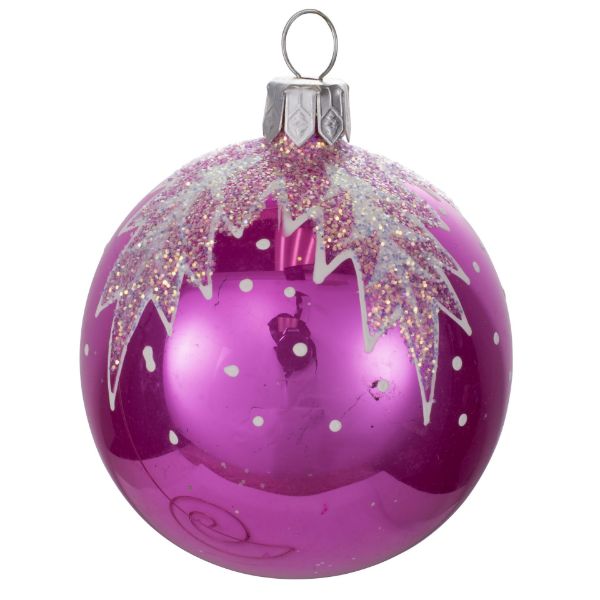 Picture of "Snowy" Glass Christmas Ball Ornament (pink glossy)