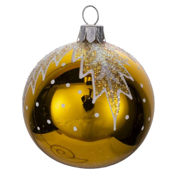 Picture of "Snowy" Glass Christmas Ball Ornament (yellow, glossy)
