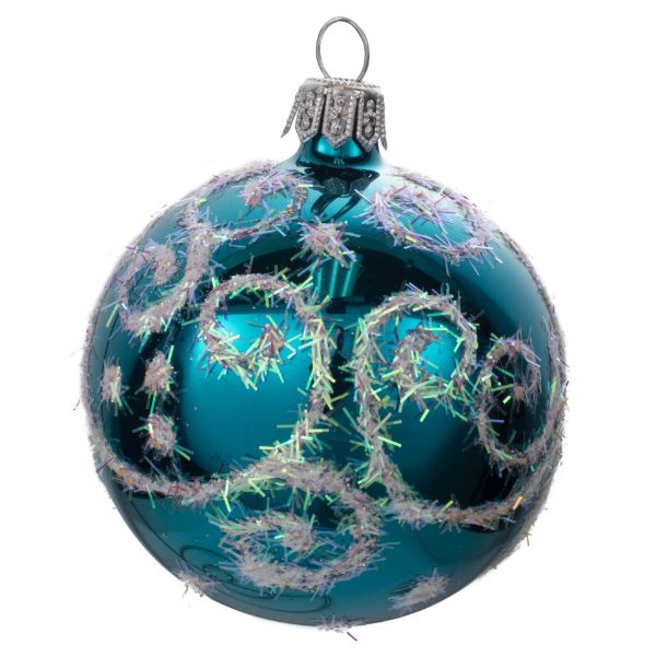 Picture of "Shine" Glass Christmas Ball Ornament (blue, glossy)