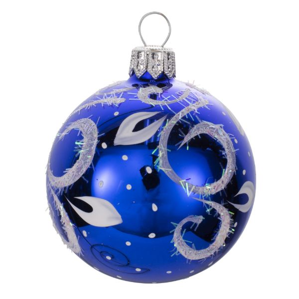 Picture of "Intrigue" Glass Christmas Ball Ornament (blue, glossy)