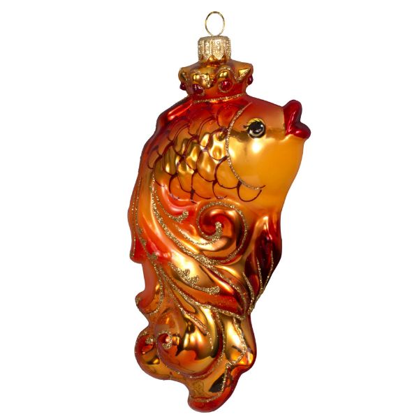 Picture of Goldfish Hand Painted Blown Glass Christmas Tree Collectible Ornament 