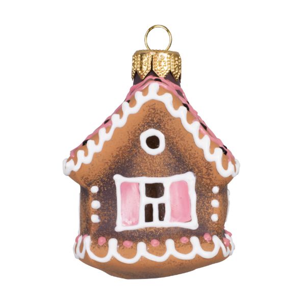 Picture of Gingerbread House Hand Painted Hand Blown Glass Christmas Tree Ornament