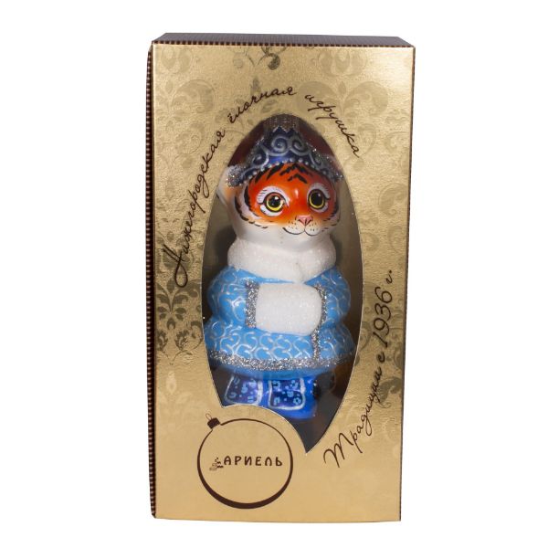 Picture of Symbol of The Year - Baby Tiger Snow Maiden Hand Painted Blown Glass Christmas Tree Ornament