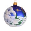 Picture of Czech Hand Painted 4-Ball Blue Matte Glass Christmas Tree Ornament Set 